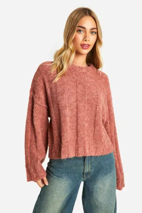 Soft Knit Wide Rib Exposed Seam Sweater