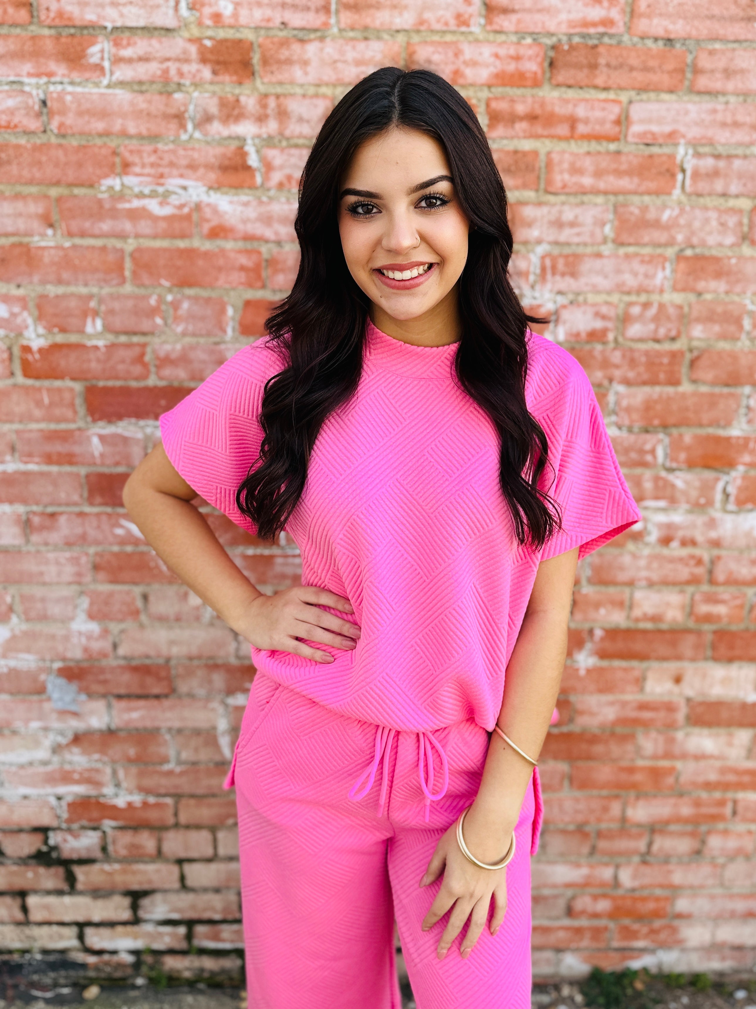 Sweet Wish Textured Top  Bubblegum