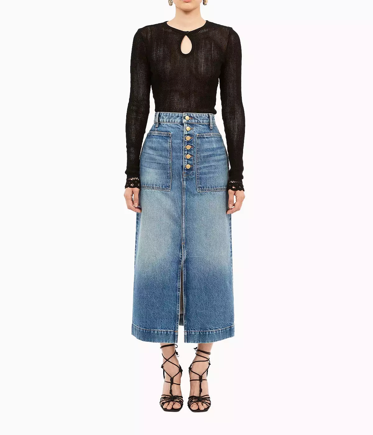 The Bea Skirt in Medium Indigo Wash