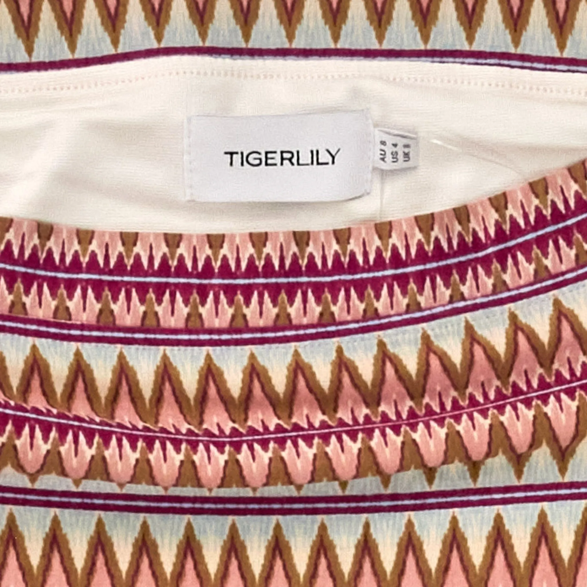 Tigerlily Wine/Multi Stretchy Midi Skirt