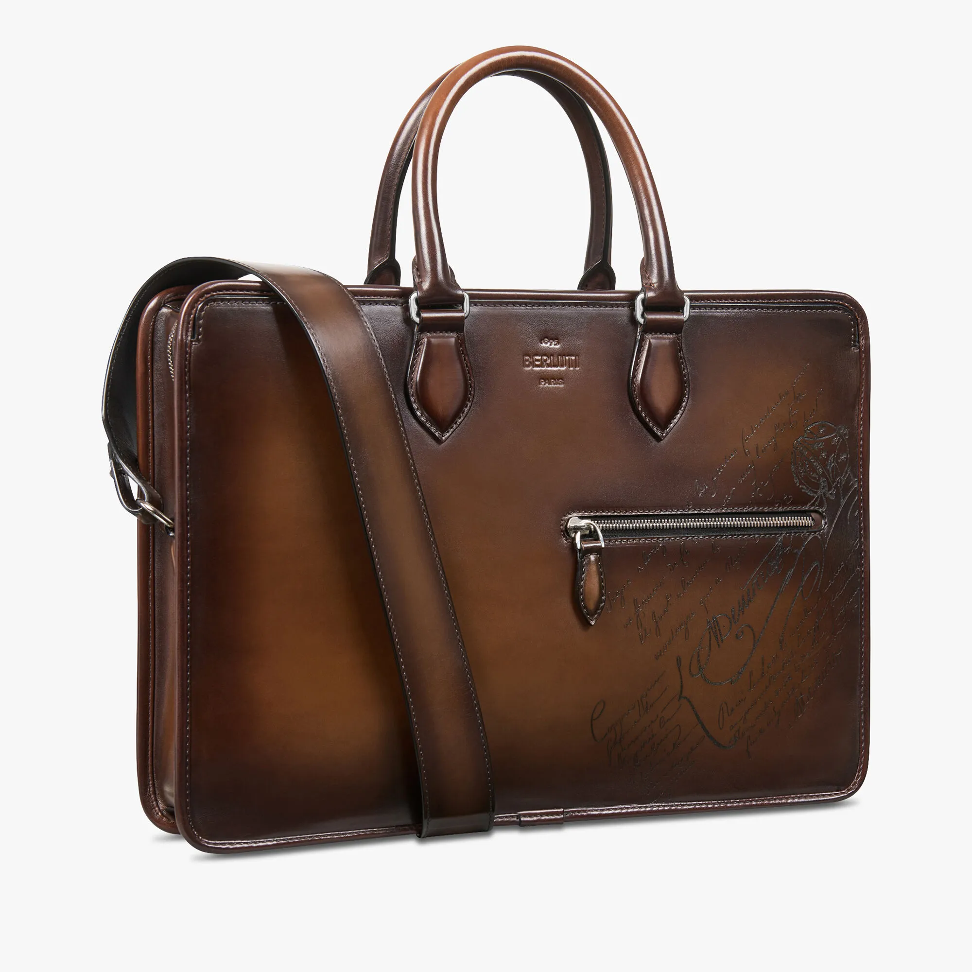 Un Jour Scritto Leather Briefcase