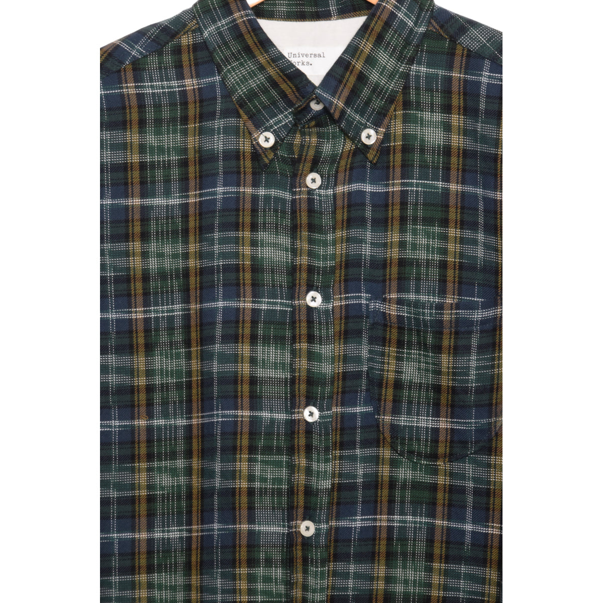 Universal Works Daybrook Shirt 29151 Ikat Twill Check green