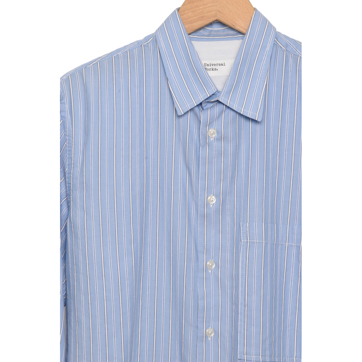 Universal Works Square Pocket Shirt 29251 Posh Stripe Cotton blue