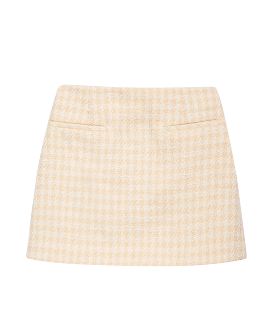 Vanessa Skirt in Cream Peach Houndstooth