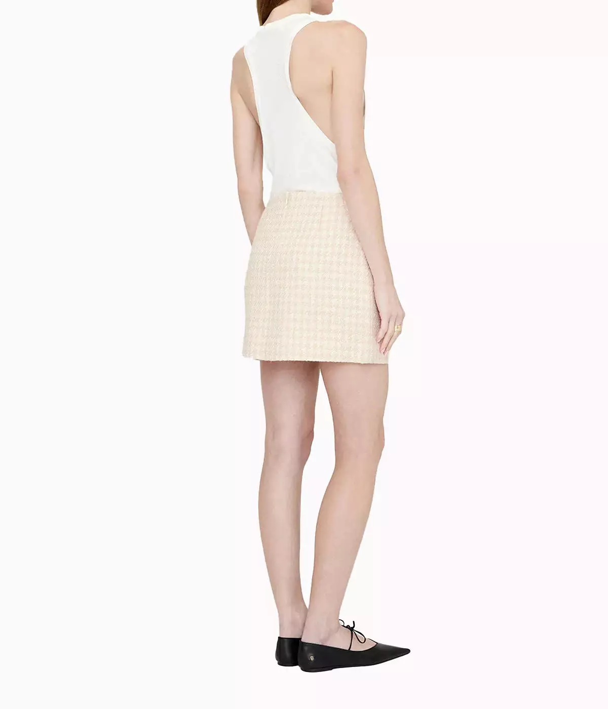 Vanessa Skirt in Cream Peach Houndstooth