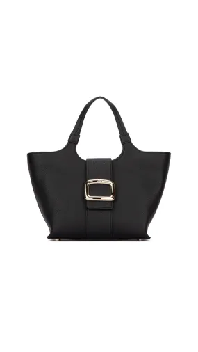 Viv' Choc Mini Shopping Bag in Leather - Black