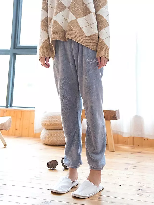 Warm and Cozy Women's Plush Fleece Lounge Pants for Autumn and Winter