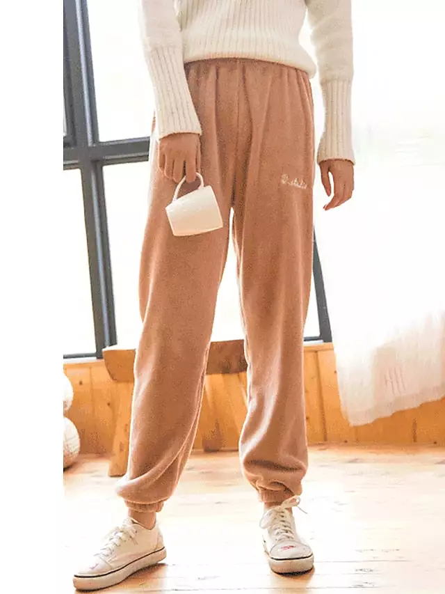 Warm and Cozy Women's Plush Fleece Lounge Pants for Autumn and Winter