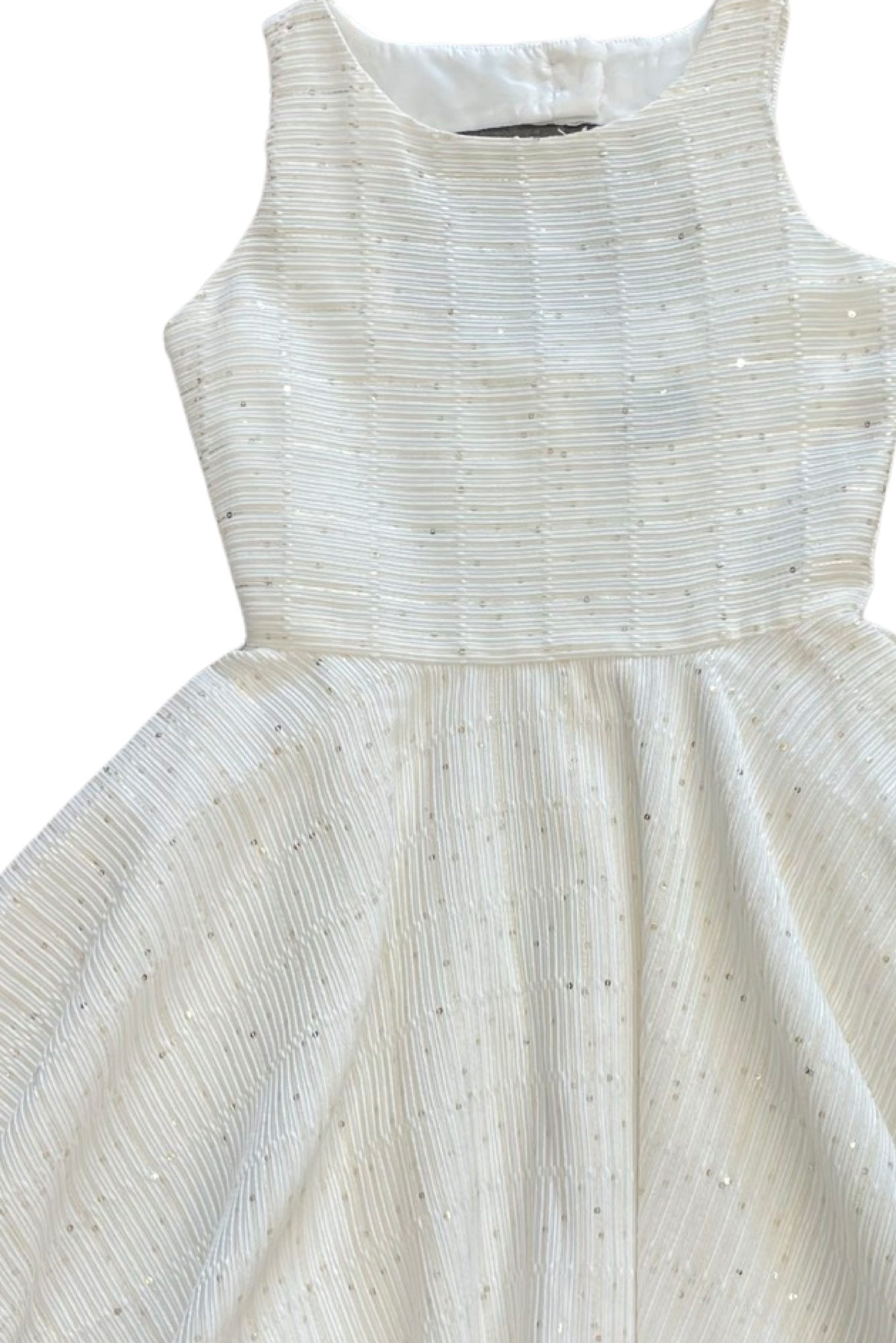 White Gold Stripe Sequin Fit-and-Flare dress