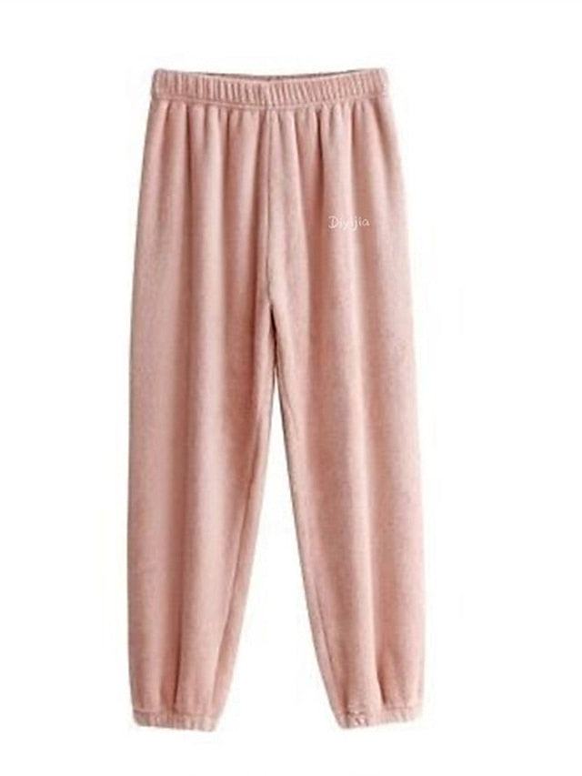 Women's Coral Fleece Lounge Pants in Soft Plush Fabric