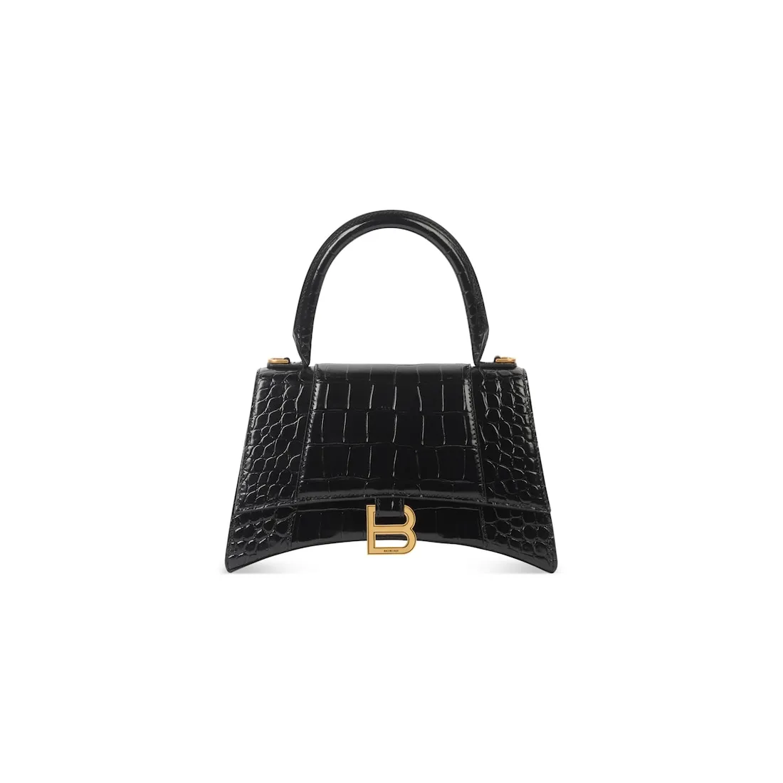      Women's Hourglass Small Handbag Crocodile Embossed in Black 