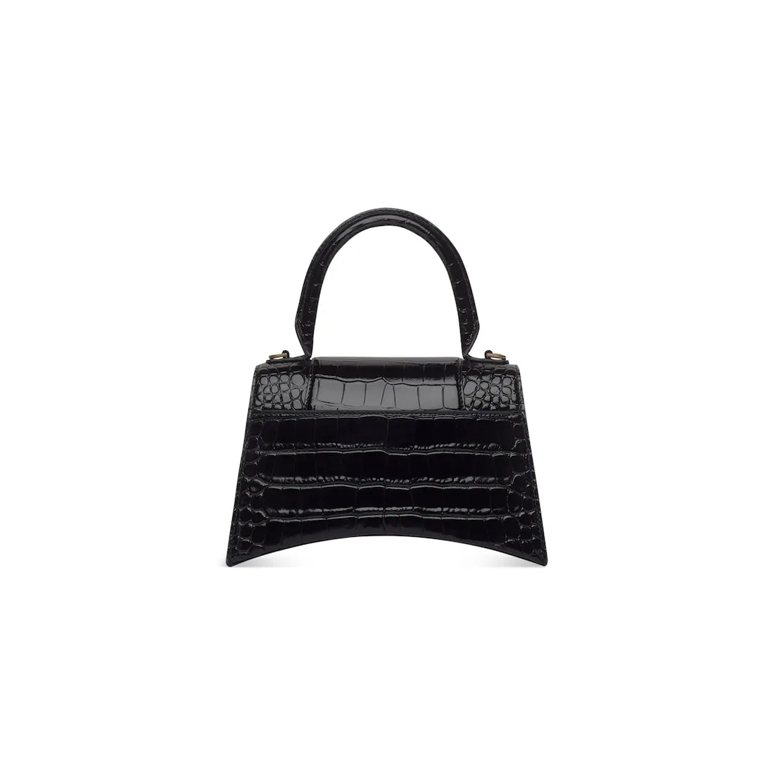      Women's Hourglass Small Handbag Crocodile Embossed in Black 